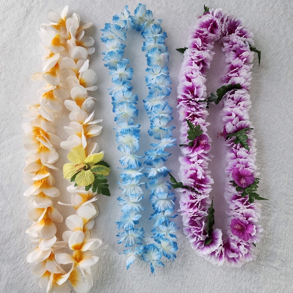Lei Faux Flower Tropical Hawaiian Leis‎ Necklace Beach Party Aloha Hawaii Event